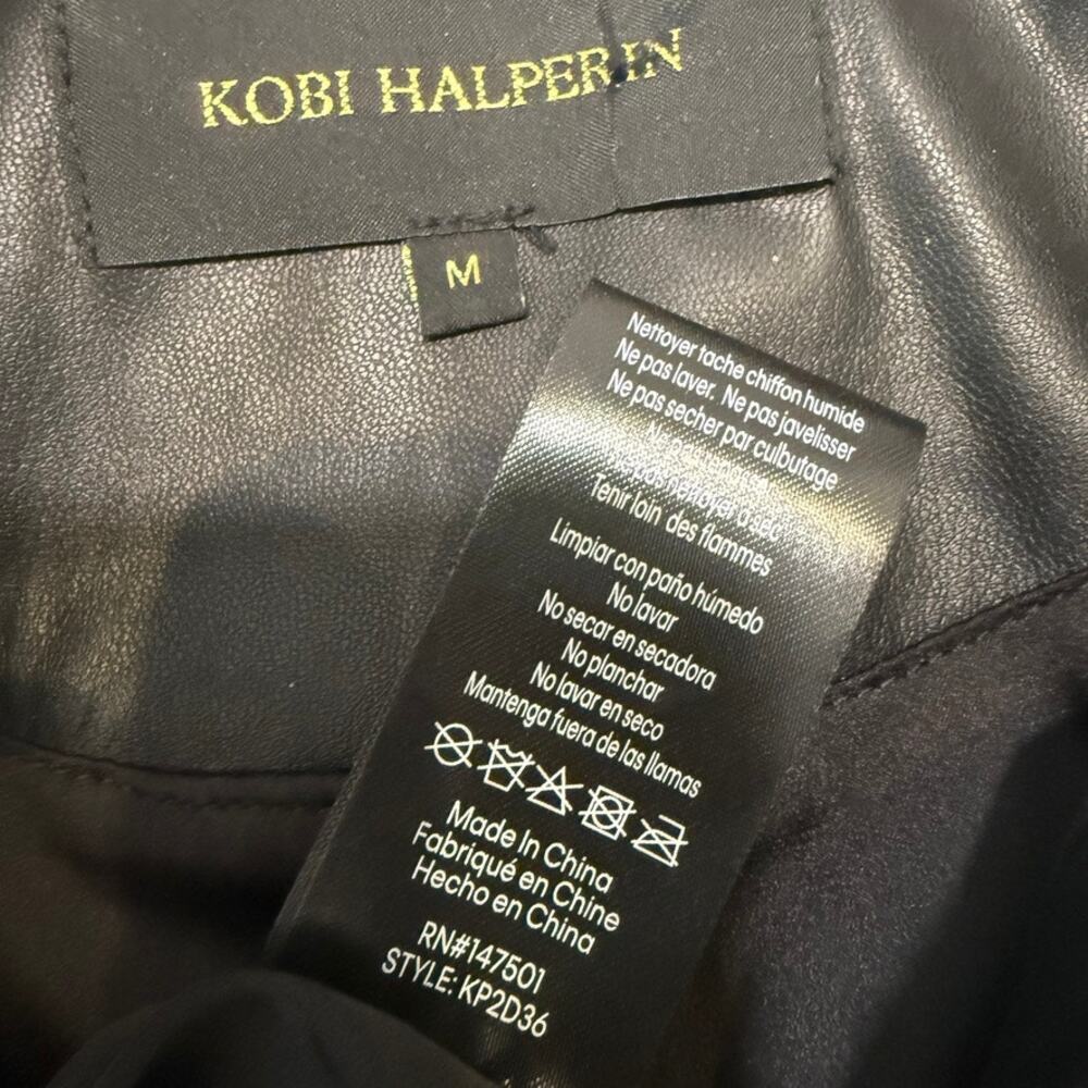 Kobi Halperin Wyatt medium long sleeve faux leather shirtdress D2 3298 - Picture 6 of 14